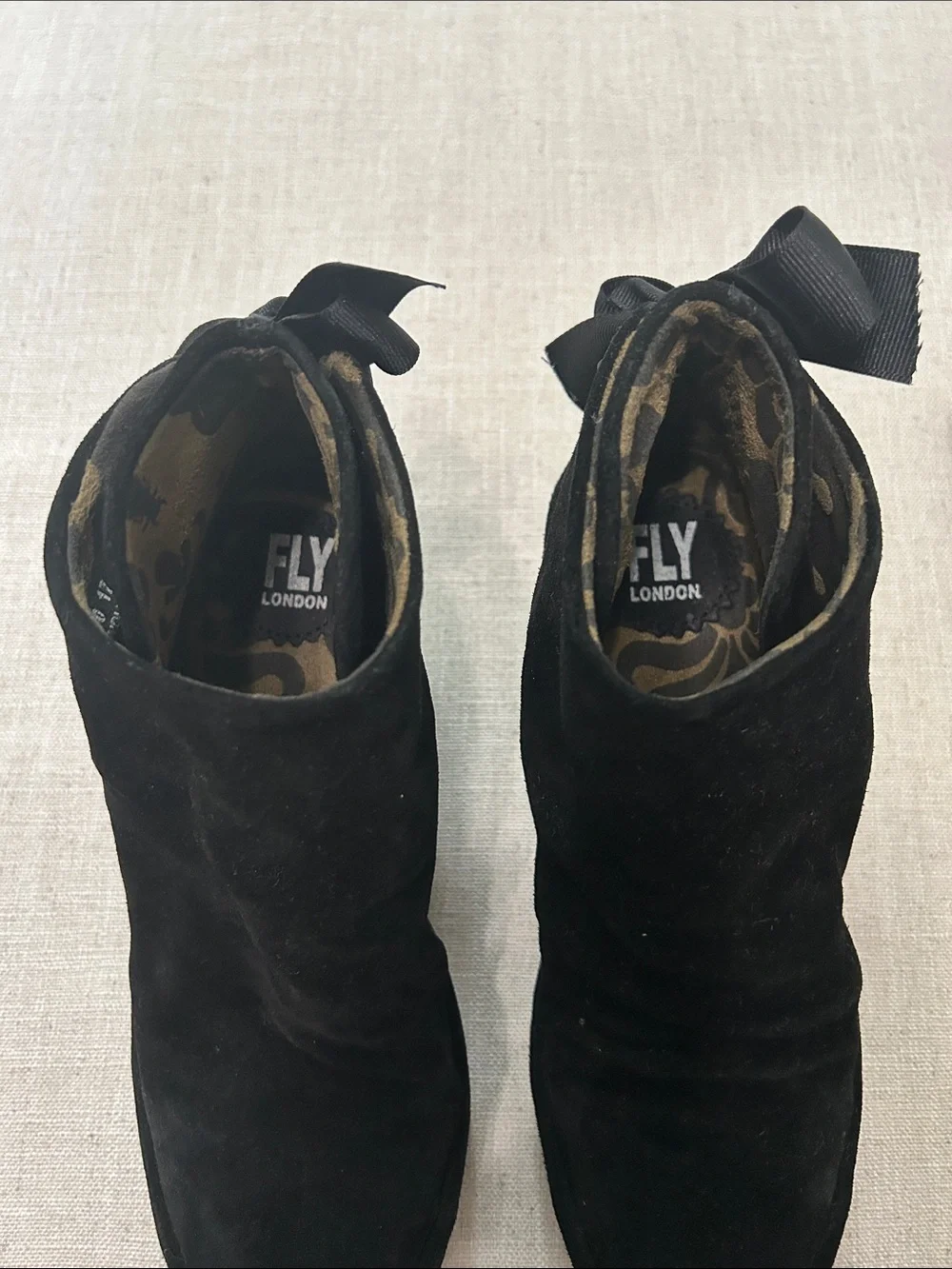 Fly London Yebi Ankle Boot Black Suede Slouchy Gothic Grunge Wedge Size 36